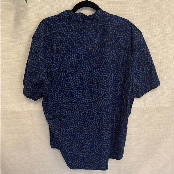 Men's Blue Patterned Casual Button Down Shirt - Picture 3 of 3